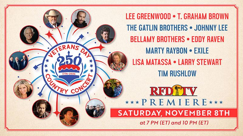 RFD-TV to Premiere ‘Veterans Day Country Concert’ on Saturday, November 8 at 7 PM (ET)
