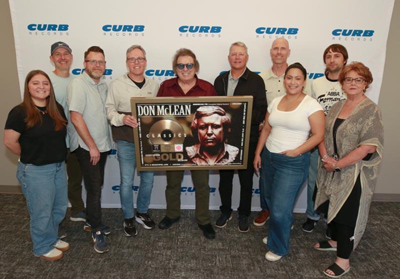 Curb Records Executives Present McLean With RIAA Certified Gold Plaque For Historic 'Classics' Album